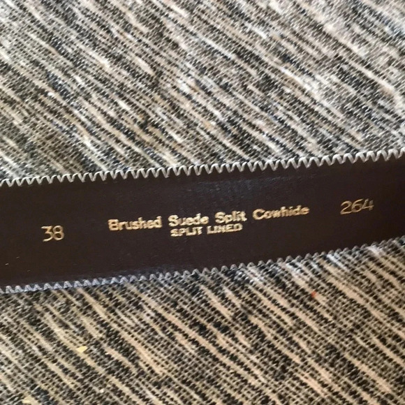 BTS vintage solid brass belt buckle with brushed suede split cowhide belt 38 - Picture 5 of 6